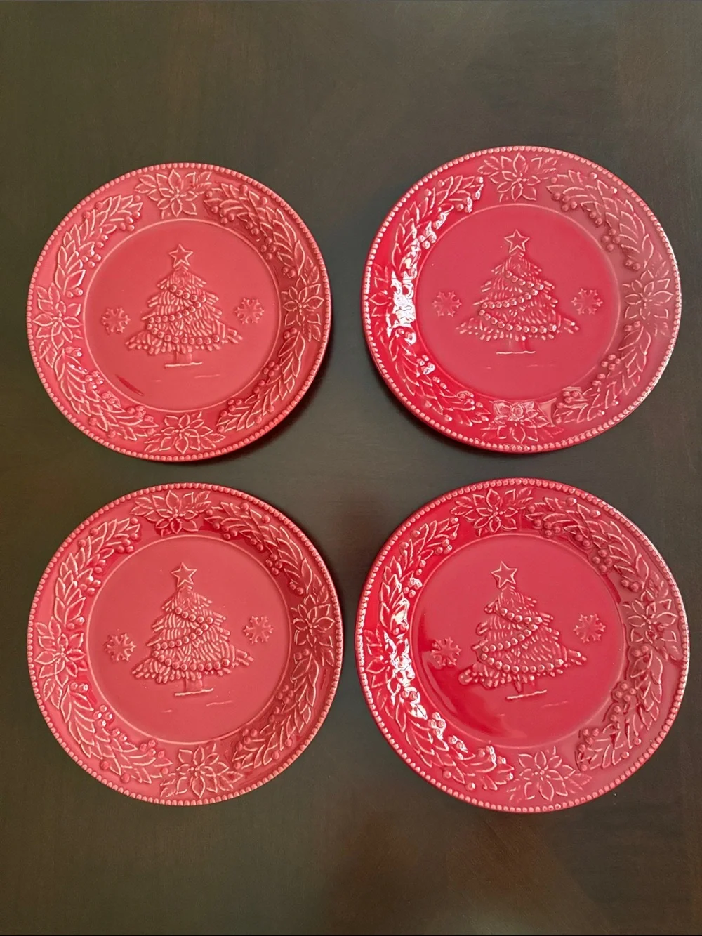 Bordallo Pinheiro Red Salad Dessert Plates Set of 4